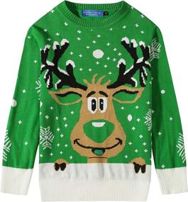 img 4 attached to Camii Mia Reindeer Snowflake Christmas Boys' Clothing - Sweaters