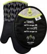 trailersphere silicone oven mitt and pot holder set, gone camping collection, non-slip grip, heat resistant with hanging loops, perfect for rv kitchens and camping, modern and inspirational design logo
