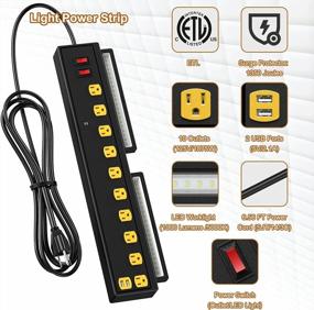 img 3 attached to Efficient Power Management: 10-Outlet Heavy Duty Power Strip With LED Work Light And USB Ports For Optimal Performance And Safety