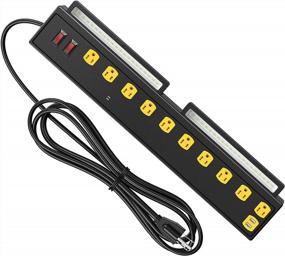 img 4 attached to Efficient Power Management: 10-Outlet Heavy Duty Power Strip With LED Work Light And USB Ports For Optimal Performance And Safety
