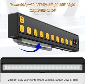 img 2 attached to Efficient Power Management: 10-Outlet Heavy Duty Power Strip With LED Work Light And USB Ports For Optimal Performance And Safety