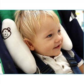 img 2 attached to Banana-Shaped Inchant Adjustable Travel Pillow With Neck Support For Toddlers In White - Ideal Headrest For Car Seats And Pushchairs