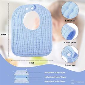 img 3 attached to Premium 8-Piece Baby Muslin Bibs & Burp Cloths Set: Large 20 x 10 Inch Size