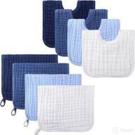 premium 8-piece baby muslin bibs & burp cloths set: large 20 x 10 inch size logo