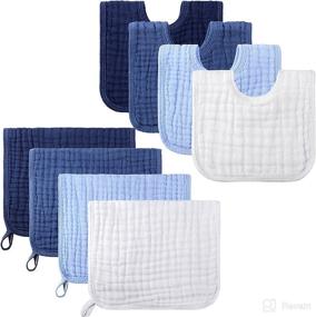 img 4 attached to Premium 8-Piece Baby Muslin Bibs & Burp Cloths Set: Large 20 x 10 Inch Size