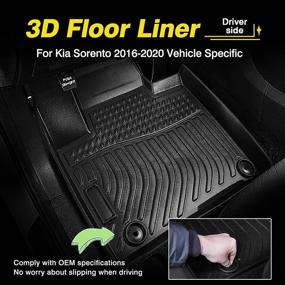 img 3 attached to 🚗 High-Edge All Weather Floor Liners for Kia Sorento 2016-2020 - Cartist Floor Mats, TPO Odorless, Sorento Accessories, 1st & 2nd Row Car Mats