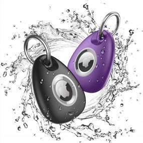 img 4 attached to [2 Pack] AirTag Holder Keychain, IPX8 Waterproof Protective Air Tag Holder, Dropproof AirTag Keychain Cover, [Full-Body Shockproof][Anti-Scratch][Dustproof], AirTag Case For Keys (Black&Purple)