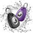 [2 pack] airtag holder keychain, ipx8 waterproof protective air tag holder, dropproof airtag keychain cover, [full-body shockproof][anti-scratch][dustproof], airtag case for keys (black&purple) logo