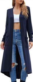 img 4 attached to Women'S Open Front Lightweight Maxi Cardigan Sweater With Pockets By Arolina
