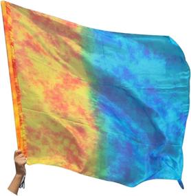 img 4 attached to 40" Rectangular Spinning Flowy Play Silk Poi With Hard Rod For Church Prophetic Worship Adoration Praise Dance - Winged Sirenny Silk Flag