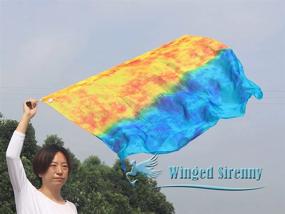 img 3 attached to 40" Rectangular Spinning Flowy Play Silk Poi With Hard Rod For Church Prophetic Worship Adoration Praise Dance - Winged Sirenny Silk Flag