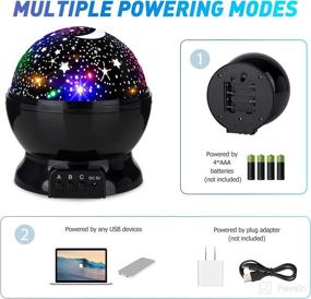 img 1 attached to 🌙 Kids Night Light Projector - Moon Star Projector with 9 Light Color Changing, USB Cable & 360 Degree Rotation - Star Lamp for Boys and Girls