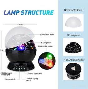 img 2 attached to 🌙 Kids Night Light Projector - Moon Star Projector with 9 Light Color Changing, USB Cable & 360 Degree Rotation - Star Lamp for Boys and Girls