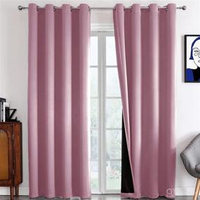 img 4 attached to 🌙 Rutterllow 100% Blackout Curtains: 84 Inches Long, Full Blackout Drapes for Bedroom/Kids Room - Pink, 2 Panels, Thermal Insulated