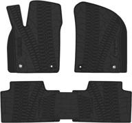 🚙 2022 jeep grand cherokee wk floor mats: custom fit, all weather protection - full black rubber auto liners set logo