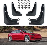 🚗 universal mud flaps for tesla model 3 | easy install splash guards | no drill fender mud guards | 2016-2021 compatible accessories logo