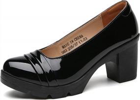 img 4 attached to Stylish And Comfy Leather Mary Jane Oxfords With Platform Heels For Women By DADAWEN
