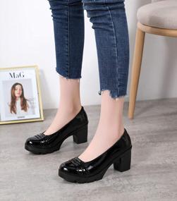 img 3 attached to Stylish And Comfy Leather Mary Jane Oxfords With Platform Heels For Women By DADAWEN
