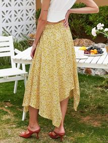 img 1 attached to Hibluco Women'S Midi Skirt High Waist Asymmetrical Floral Skirt Boho Skirts