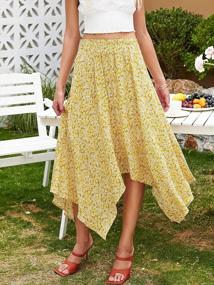 img 2 attached to Hibluco Women'S Midi Skirt High Waist Asymmetrical Floral Skirt Boho Skirts