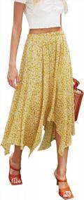 img 4 attached to Hibluco Women'S Midi Skirt High Waist Asymmetrical Floral Skirt Boho Skirts