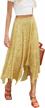hibluco women's midi skirt high waist asymmetrical floral skirt boho skirts logo