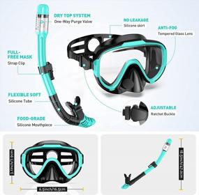 img 3 attached to WANFEI Mask Fins Snorkel Set: Маска для дайвинга с панорамным видом для взрослых мужчин и женщин | Снаряжение для подводного плавания с сухим верхом и сумкой для снаряжения для обучения подводному плаванию и плаванию