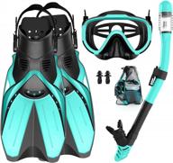 wanfei mask fins snorkel set: маска для дайвинга с панорамным видом для взрослых мужчин и женщин | снаряжение для подводного плавания с сухим верхом и сумкой для снаряжения для обучения подводному плаванию и плаванию логотип