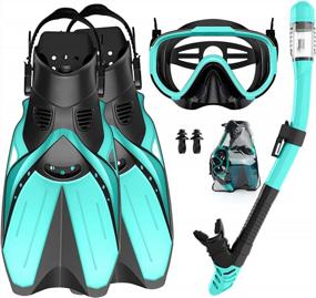 img 4 attached to WANFEI Mask Fins Snorkel Set: Маска для дайвинга с панорамным видом для взрослых мужчин и женщин | Снаряжение для подводного плавания с сухим верхом и сумкой для снаряжения для обучения подводному плаванию и плаванию