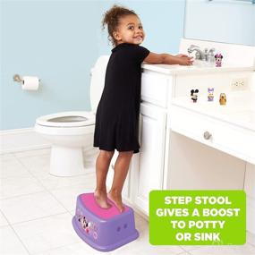 img 1 attached to Disney Minnie Mouse Happy Helpers Bathroom Step Stool for Kids - Pink and Purple