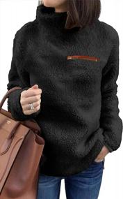 img 4 attached to Women'S Sherpa Pullover Sweater Winter Warm Tunic Top Sweatshirt