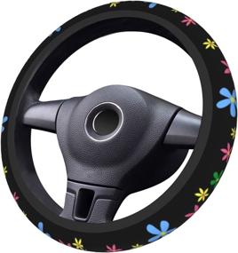 img 1 attached to 🌸 Neoprene Floral Steering Wheel Cover for Women & Girl - Universal 15 Inches, Anti Slip, Car Accessories Protective Case, Fits Auto SUV Sedan Vans Trucks