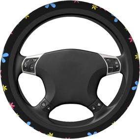 img 2 attached to 🌸 Neoprene Floral Steering Wheel Cover for Women & Girl - Universal 15 Inches, Anti Slip, Car Accessories Protective Case, Fits Auto SUV Sedan Vans Trucks