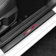 boyuer for ford mustang mach-e new 2021-2022 4pcs carbon fibre welcome pedal protect leather car door sill decoration scuff plate guard sills protector trim (red) logo