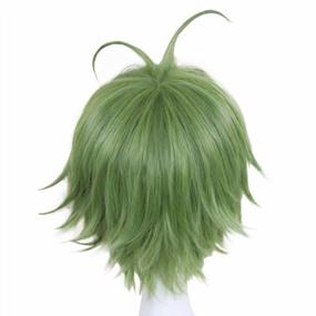 img 1 attached to Men'S Short Natural Wavy Cosplay Wig In Light Green With Wig Cap - Perfect For Anime, Halloween, And Party Dress Up - High-Quality Synthetic Fiber Pastel Wavy Wig - Peluca Verde Claro