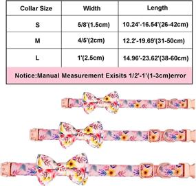 img 2 attached to 🐾 Stylish Dog Collar and Leash Sets: Adjustable Strong Gold Buckle with Bowtie/Flower Decor, Name Tag, Phone Tag - for Small, Medium, Large Dogs