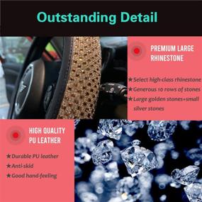 img 2 attached to 🌟 PINCTROT Gold Bling Bling Steering Wheel Cover | Comfy, Anti-Slip Diamond Leather with Jumbo Crystal Rhinestones | Universal 15 Inch