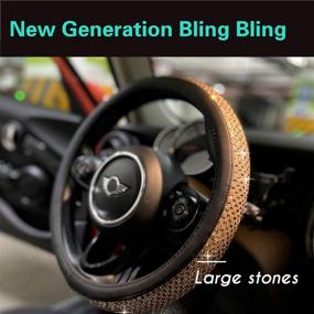 img 3 attached to 🌟 PINCTROT Gold Bling Bling Steering Wheel Cover | Comfy, Anti-Slip Diamond Leather with Jumbo Crystal Rhinestones | Universal 15 Inch