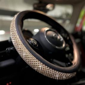 img 4 attached to 🌟 PINCTROT Gold Bling Bling Steering Wheel Cover | Comfy, Anti-Slip Diamond Leather with Jumbo Crystal Rhinestones | Universal 15 Inch