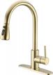 brushed gold trustmi single handle pull down kitchen faucet with 10 inch deck plate logo