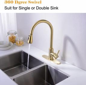 img 3 attached to Brushed Gold TRUSTMI Single Handle Pull Down Kitchen Faucet With 10 Inch Deck Plate