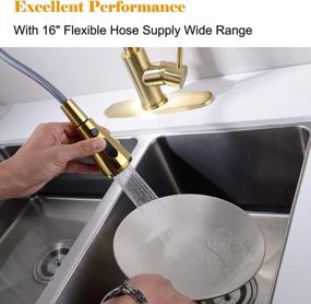 img 2 attached to Brushed Gold TRUSTMI Single Handle Pull Down Kitchen Faucet With 10 Inch Deck Plate