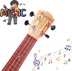 img 2 attached to 17 Inch Kids Guitar Ukulele: 4 Strings Ukeleles For Toddlers & Babies - Educational Learning Toy By Satisfounder
