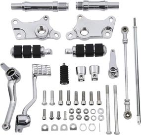 img 3 attached to 🏍️ Harley Sportster XL 883 1200 1991-2003 Chrome Forward Control Pegs Levers & Linkage Kit