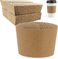 🥤 [200 pack] brown kraft coffee cup sleeves - disposable corrugated cardboard paper jackets for hot and cold drinks, insulator and hand protection for espresso coffee, milk tea, and beverages logo
