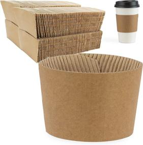 img 4 attached to 🥤 [200 Pack] Brown Kraft Coffee Cup Sleeves - Disposable Corrugated Cardboard Paper Jackets for Hot and Cold Drinks, Insulator and Hand Protection for Espresso Coffee, Milk Tea, and Beverages