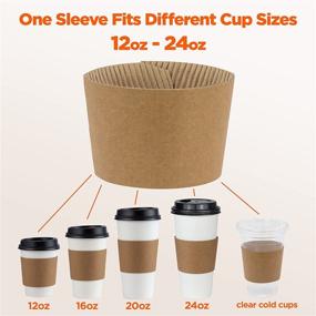 img 1 attached to 🥤 [200 Pack] Brown Kraft Coffee Cup Sleeves - Disposable Corrugated Cardboard Paper Jackets for Hot and Cold Drinks, Insulator and Hand Protection for Espresso Coffee, Milk Tea, and Beverages
