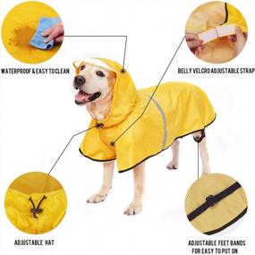 img 2 attached to Waterproof Dog Raincoat With Adjustable Belly Strap, Leash Hole & Reflective Strip - Lightweight Breathable Hoodie Jacket For Medium Large Dogs - Easy To Wear