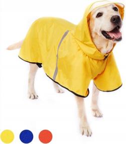 img 4 attached to Waterproof Dog Raincoat With Adjustable Belly Strap, Leash Hole & Reflective Strip - Lightweight Breathable Hoodie Jacket For Medium Large Dogs - Easy To Wear