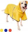 waterproof dog raincoat with adjustable belly strap, leash hole & reflective strip - lightweight breathable hoodie jacket for medium large dogs - easy to wear logo